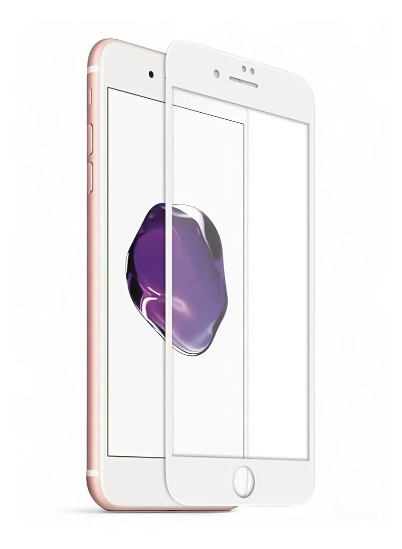 واقي شاشة سيراميك لـ آيفون 7/8 (iPhone 7/8) شفاف مع حواف بيضاء مضاد للكسر و الخدش و بوضوح عالي HD حماية قصوى للشاشة من الخدوش والكسر - Image 1