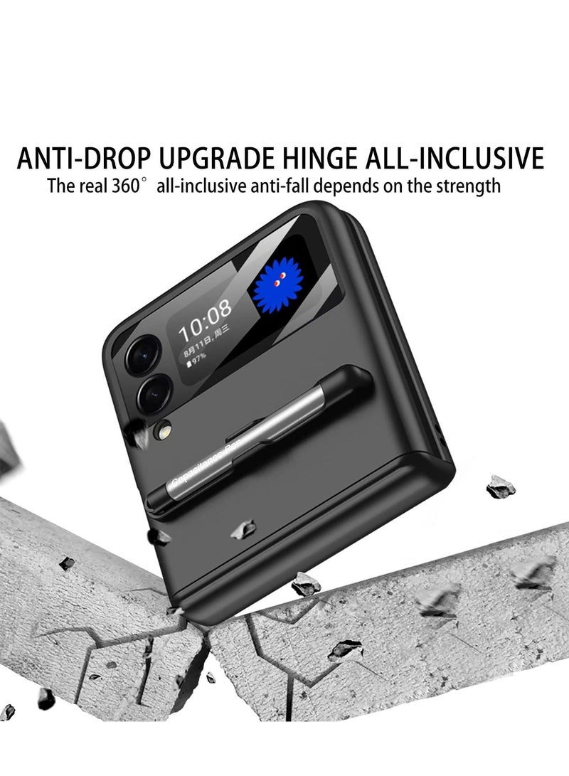 Excefore for Samsung Galaxy Z Flip 4 Case with Hinge Protection Device and Camera Screen Protector, Case 2022, Black - Image 2