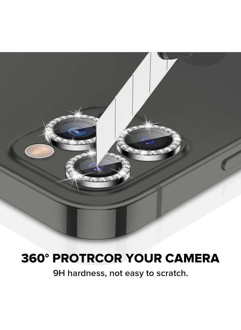 Raxoom Compatible for iPhone 13 Pro Max(6.7â€™â€™) iPhone 13 Pro(6.1â€™â€™) 2021 Camera Lens Protector, 9H Tempered Glass Film Full Cover Glitter Diamond Sticker Accessories for iPhone 13 Pro/Pro Max - Image 5