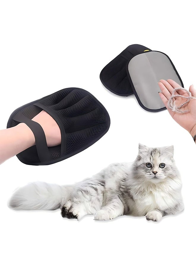 2-Pack Electrostatic Pet Hair Removal Gloves – Grooming Gloves for Cats & Dogs, Long-Haired Cat Brush, Static Remover, Pet Hair Cleaner for Furniture & Clothes, Essential Dog Accessories - Image 1