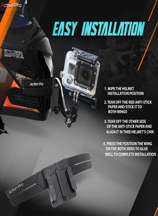 Action Pro Adjustable Helmet Chin Mount Strap Kit with Long Straight Joint, J Hook & Thumb Screws | Compatible with GoPro Hero 13/12/11/10/9/8/7/6/5/4, Insta360, SJCAM & DJI Osmo Action Cameras - Image 3