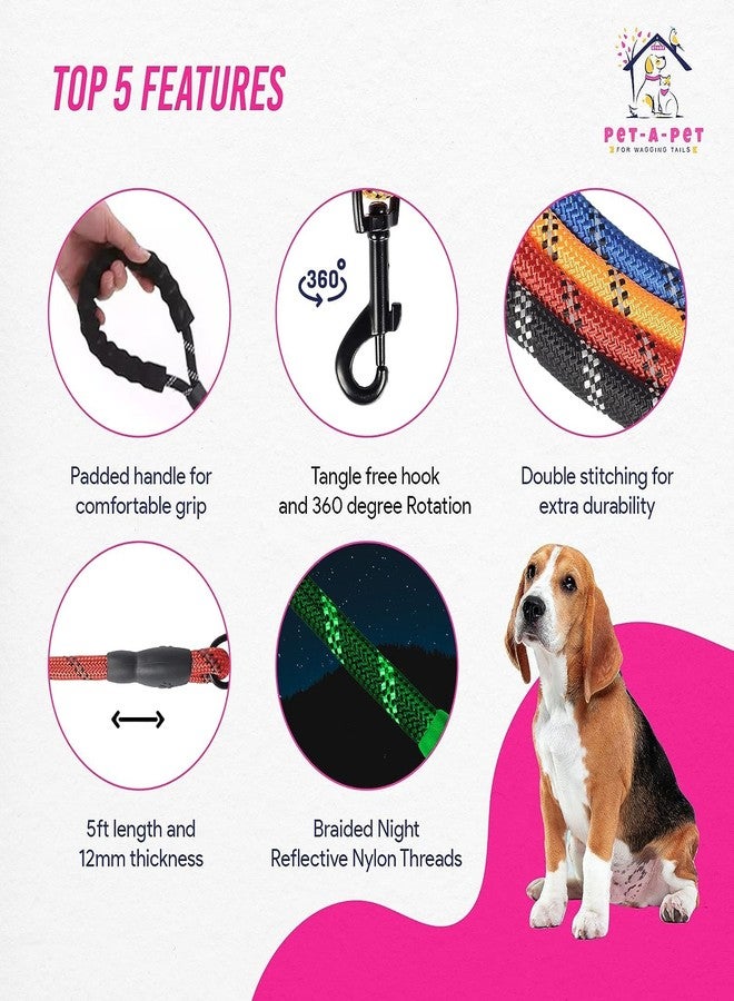 STHITI Pet Dog Leash Dog Rope Strong and Comfortable Suitable for Small Medium and Large Dog Breeds Long Thick Padded Handle Reflective Rope (Dog Walking Rope 4FT) - Image 5