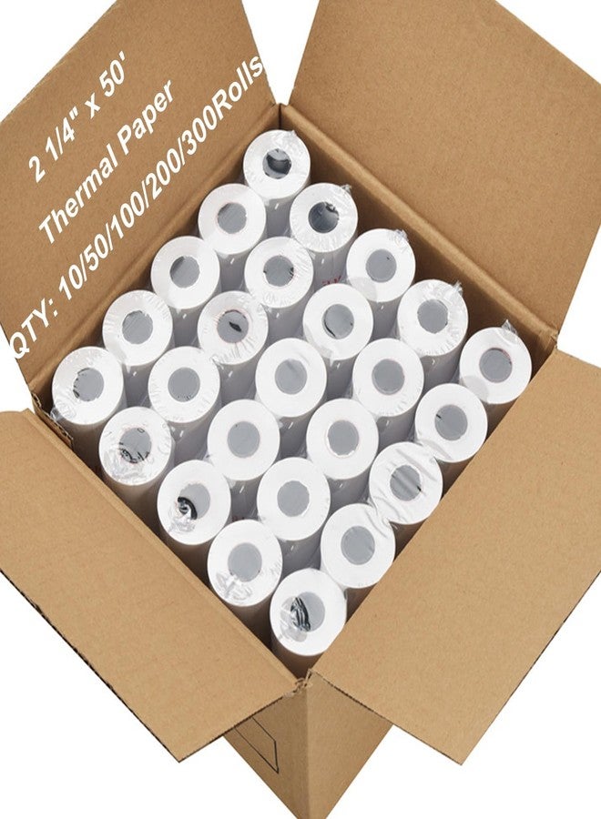 MBLABEL (50 Rolls) 2 1/4 x 50 Thermal Paper Receipt Rolls Premium Quality Paper fits all Credit Card Terminals - Image 1