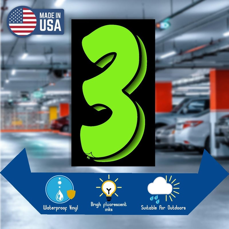 VERSA-TAGS 36 x (#3) Car Number Stickers, Fluorescent Green and Black, 7.5'' Pricing Stickers for Car Dealers - Image 3