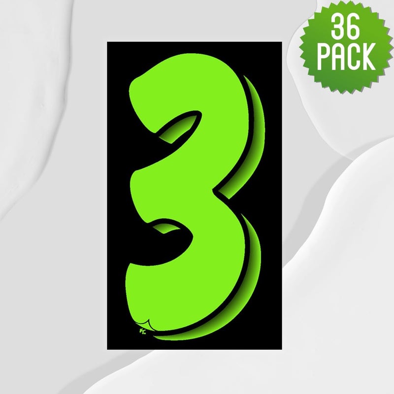 VERSA-TAGS 36 x (#3) Car Number Stickers, Fluorescent Green and Black, 7.5'' Pricing Stickers for Car Dealers - Image 4
