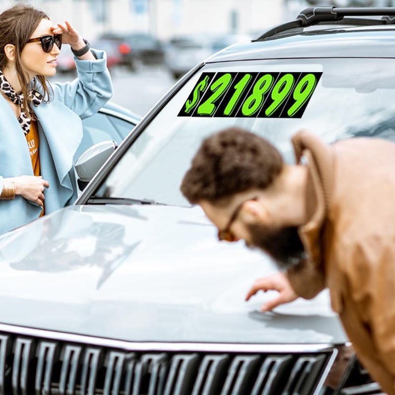 VERSA-TAGS 36 x (#3) Car Number Stickers, Fluorescent Green and Black, 7.5'' Pricing Stickers for Car Dealers - Image 5