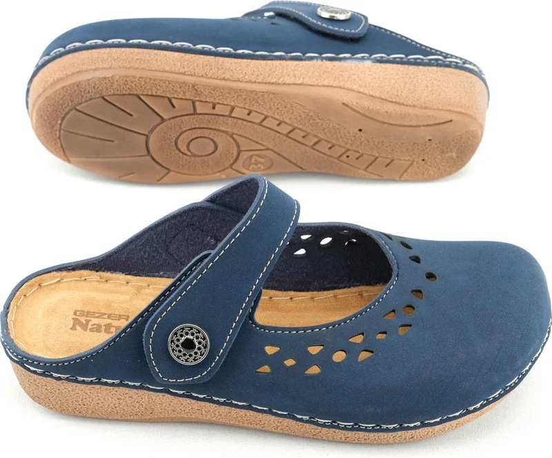 جيزر Summer Women's Inner Sole Leather Velcro Slippers
