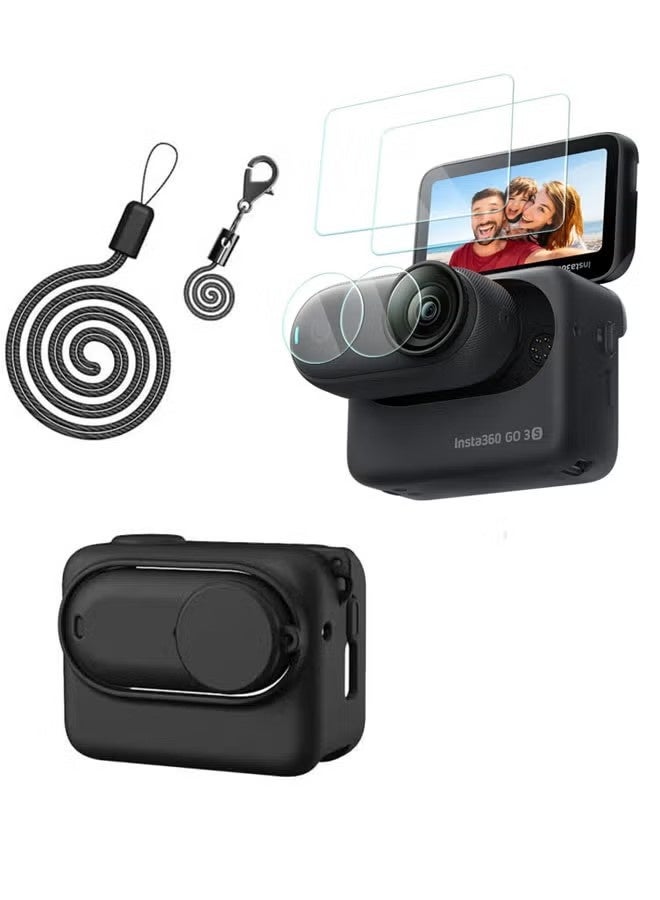 غطاء حماية سيليكوني للشاشة لكاميرا Insta360 GO3S، غطاء مطاطي ناعم لحماية عدسة شاشة LCD، غطاء واقي للشاشة مقاوم للخدش (أسود) - Image 1