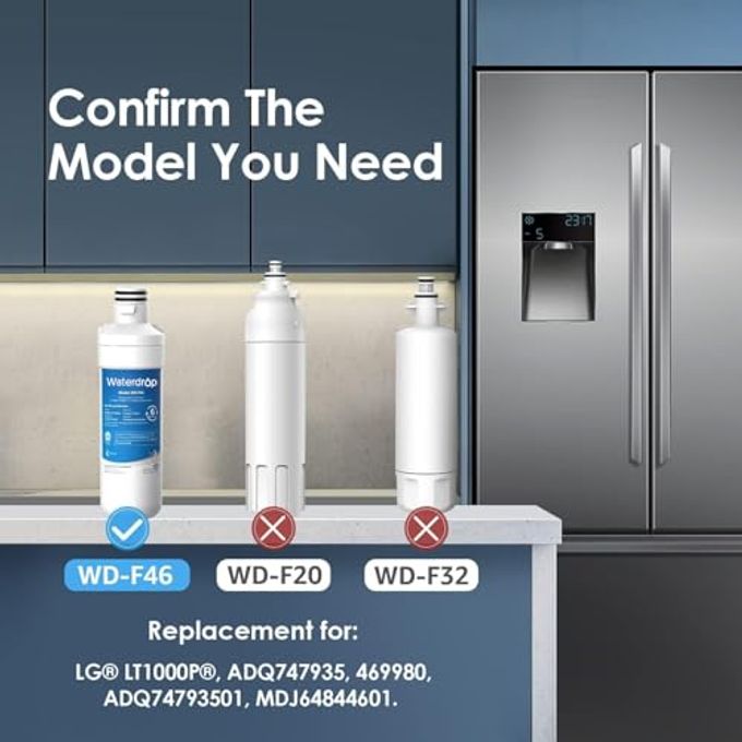 Waterdrop LT1000PC ADQ747935 Refrigerator Water Filter and Air Filter, Replacement for LG LT1000P, LMXS28626S, LFXS26973S, LFXS26596S, LFXS28596S, ADQ74793501, ADQ74793502 and LT120F, 2 Combo - Image 3