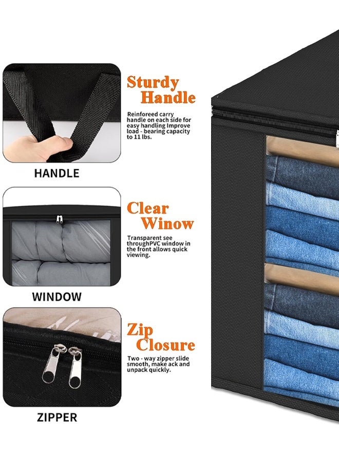 Furlale 3 Pack 120L Extra Large Blanket Storage Bags – Foldable Clothes Storage Containers with Clear Window, Reinforced Handles & Zipper for Comforters Bedding Pillows - Image 4