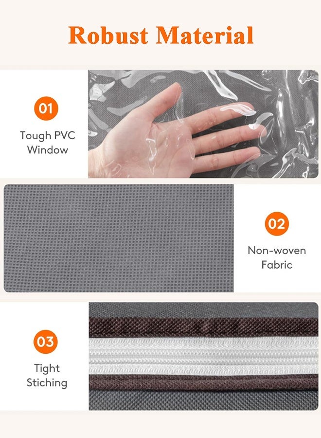 Furlale 3 Pack 120L Extra Large Blanket Storage Bags – Foldable Clothes Storage Containers with Clear Window, Reinforced Handles & Zipper for Comforters Bedding Pillows - Image 5