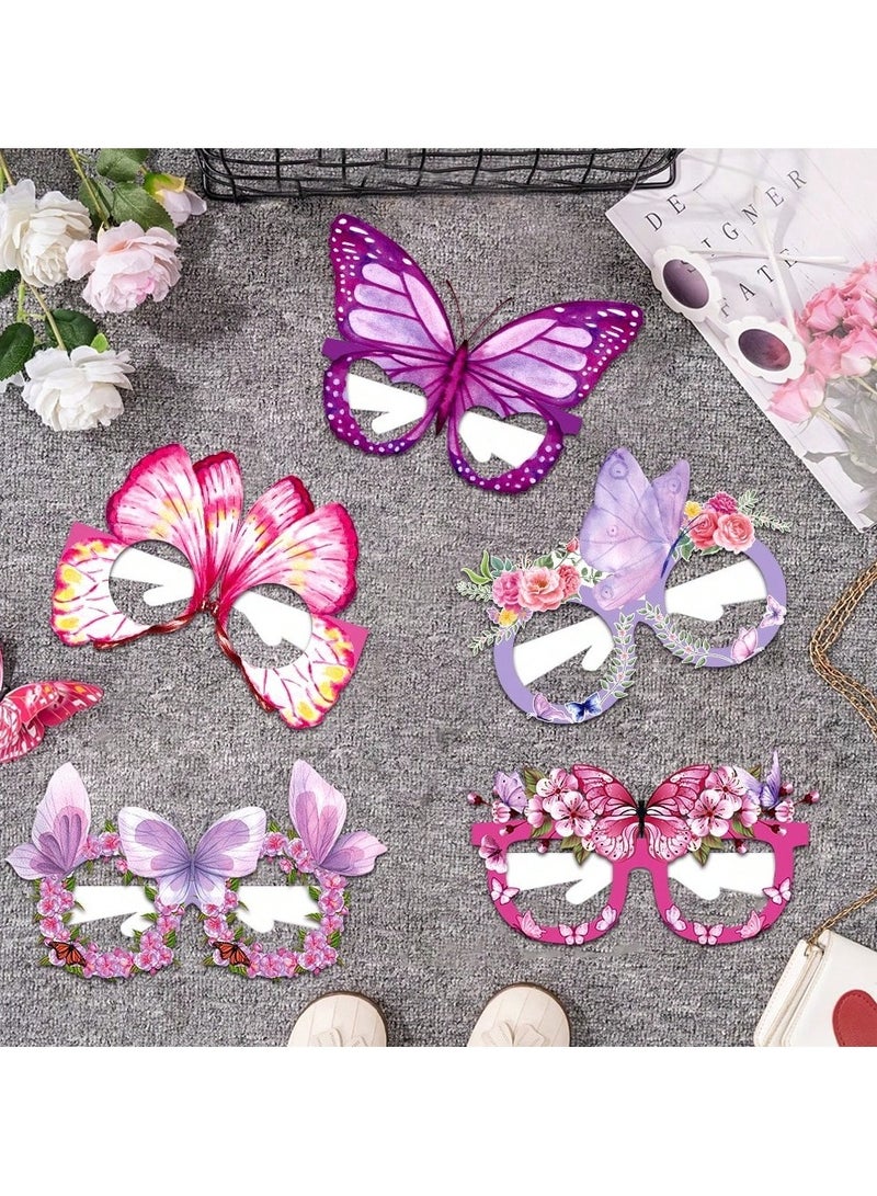 زينه اعياد ميلاد نظارات ورقيه مجموعه من 12  قطعه بتصميم اشكال فراشات متعدده بالوان زاهيه مناسبه لحفلات اعياد الميلاد والحفلات ذات الطبع الخاص - Image 5