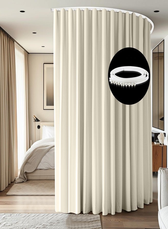 cbsroro Room Divider Curtains Ceiling Mounted Extra Wide Blackout Curtain Flexible Rails for Bedroom Privacy Divider 1 Panel Beige Drape and White Track W 22 x H - Image 1