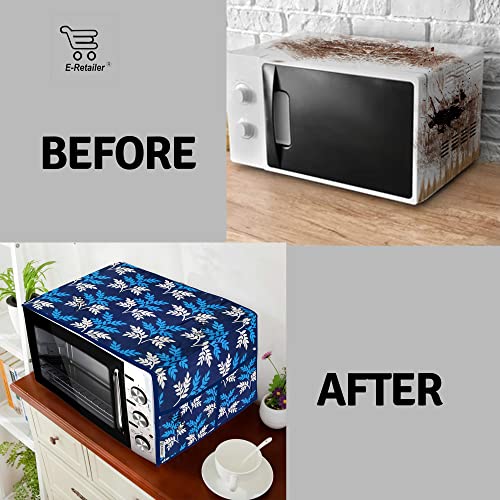 E-Retailer® Polyester 3-Layered Microwave Oven Top Cover With 4 Utility Pockets Suitable for Upto 30 Liter (Color- Blue, Size-36x14 In) - Image 5