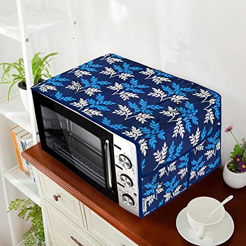 E-Retailer® Polyester 3-Layered Microwave Oven Top Cover With 4 Utility Pockets Suitable for Upto 30 Liter (Color- Blue, Size-36x14 In) - Image 1