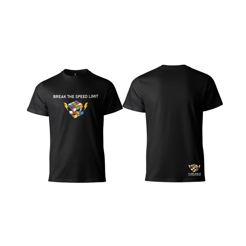 Cubuzzle Break the Speed Limit Graphic Print T-Shirt Black S - Short Sleeve Cotton Casual Crewneck Tee For Unisex - Image 3