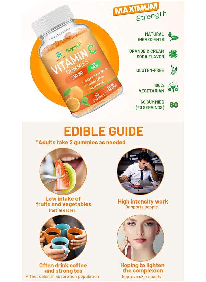 Wins Town - 60 Count Vitamin C Gummies ，Supports lmmune System，Antioxidant Health，lron Absorption - Image 1