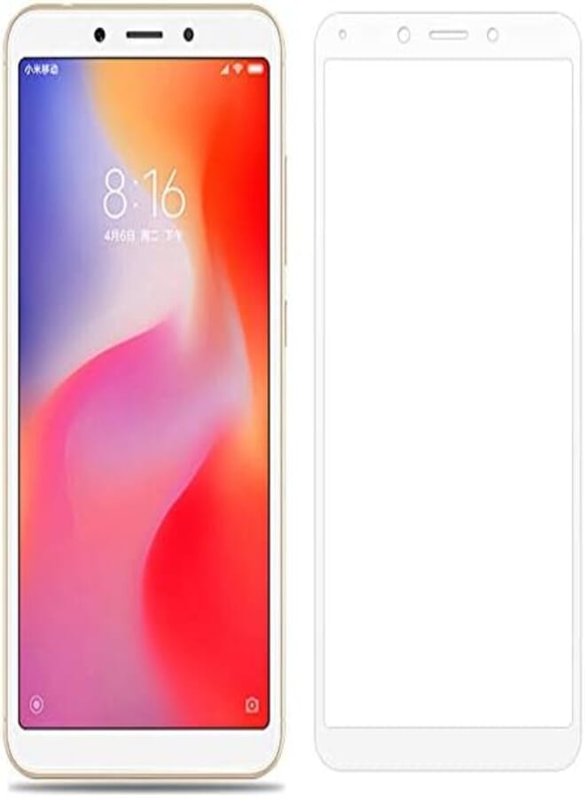 OR Xiaomi Redmi 6/6A 5D Glass Screen Protector (Full Screen Coverage) - White