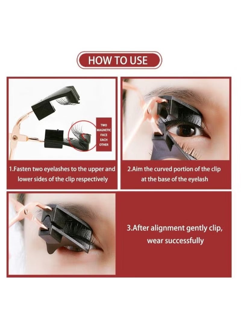 Magnetic Eyelashes, 1Pcs Glue-free Magnetic Eyelash Clip with 2 Pairs Magnetic False Eyelashes, 0.2mm Ultra Thin Magnet, Natural Look Thick Look, Reusable 3D False Eyelashes, DIY Makeup - Image 3