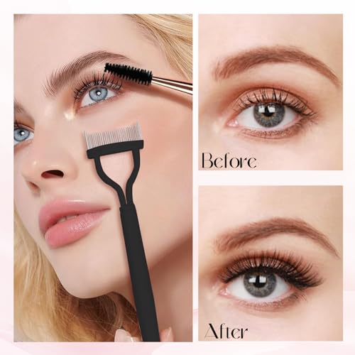 CoolShef Eyelash Brush with Eyebrow Spoolie | Foldable Lash Separator Tool & Arc Eyelash Comb | Dual Head Design for Combing, Defining & Separating Lashes (1Pcs) - Image 4