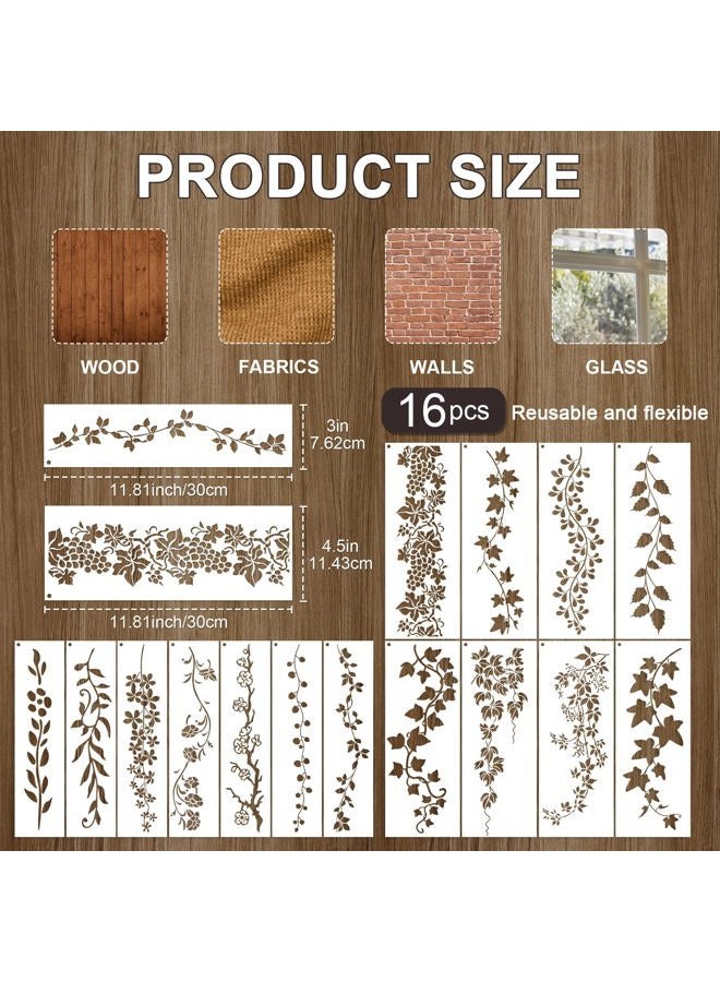 Keluna Leaf Vine Stencils for Painting - 16 Pcs Leaves Wall Stencils for Crafts Reusable, Flower Painting Stencils, Floral Spring Template for Painting on Wood Canva Home Decor - Image 5