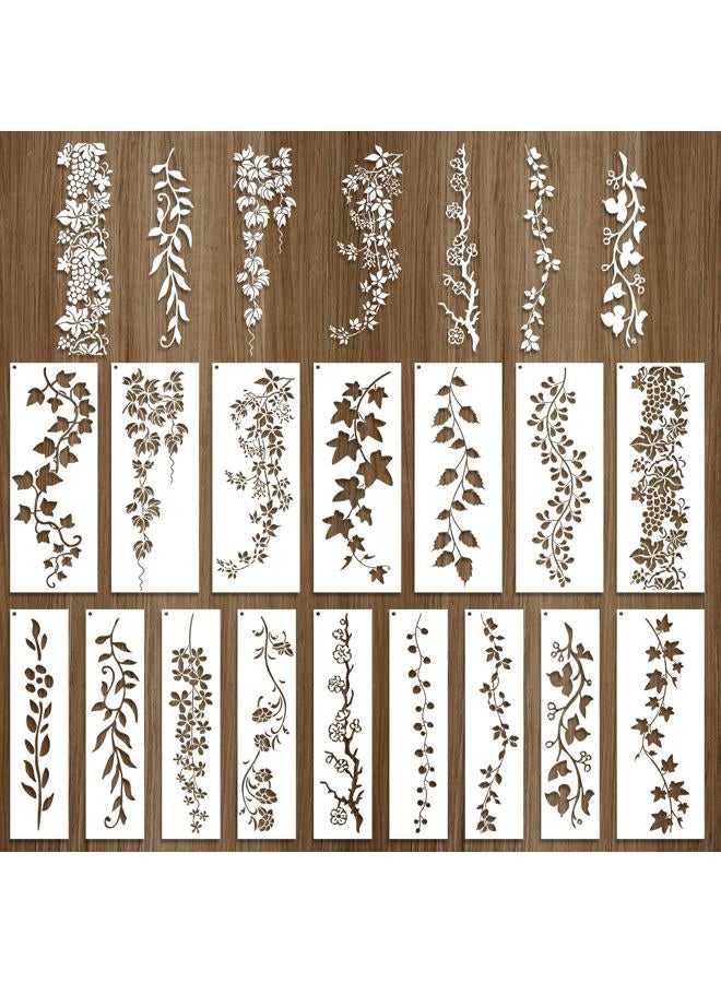 Keluna Leaf Vine Stencils for Painting - 16 Pcs Leaves Wall Stencils for Crafts Reusable, Flower Painting Stencils, Floral Spring Template for Painting on Wood Canva Home Decor - Image 1