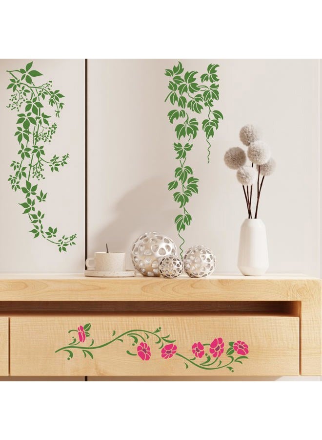 Keluna Leaf Vine Stencils for Painting - 16 Pcs Leaves Wall Stencils for Crafts Reusable, Flower Painting Stencils, Floral Spring Template for Painting on Wood Canva Home Decor - Image 4