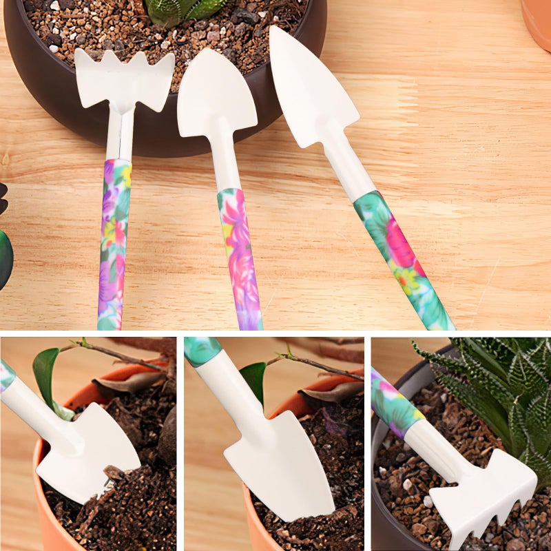 JUMPHIGH Garden Tools Set, JUMPHIGH 10 Pieces Gardening Tools with Purple Floral Print, Ergonomic Handle Trowel Rake Weeder Pruner Shears Sprayer, Garden Hand Tools with Carrying Case Gardening Gifts for Women - Image 5