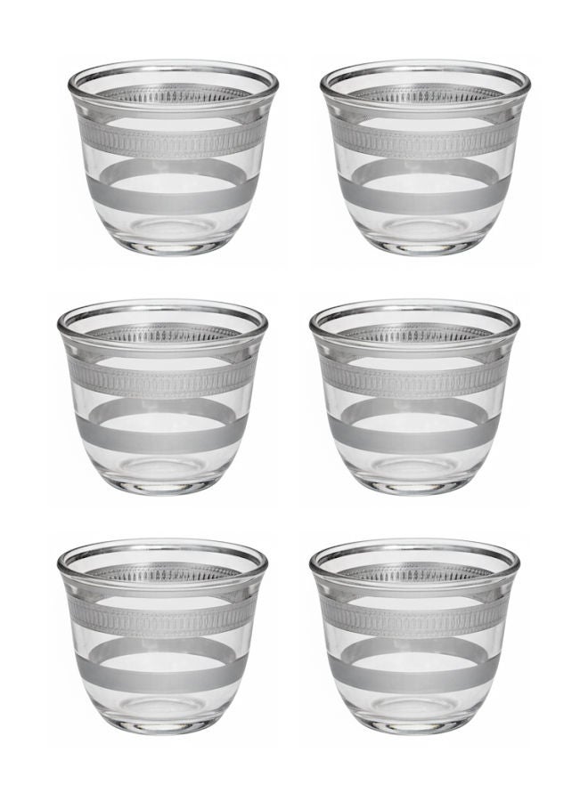 Dove 6-Piece Glass Cawa Cup Set Clear/Silver 70ML - Image 1