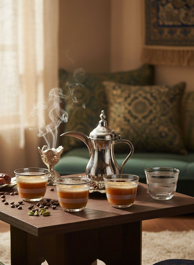 Dove 6-Piece Glass Cawa Cup Set Clear/Silver 70ML - Image 2