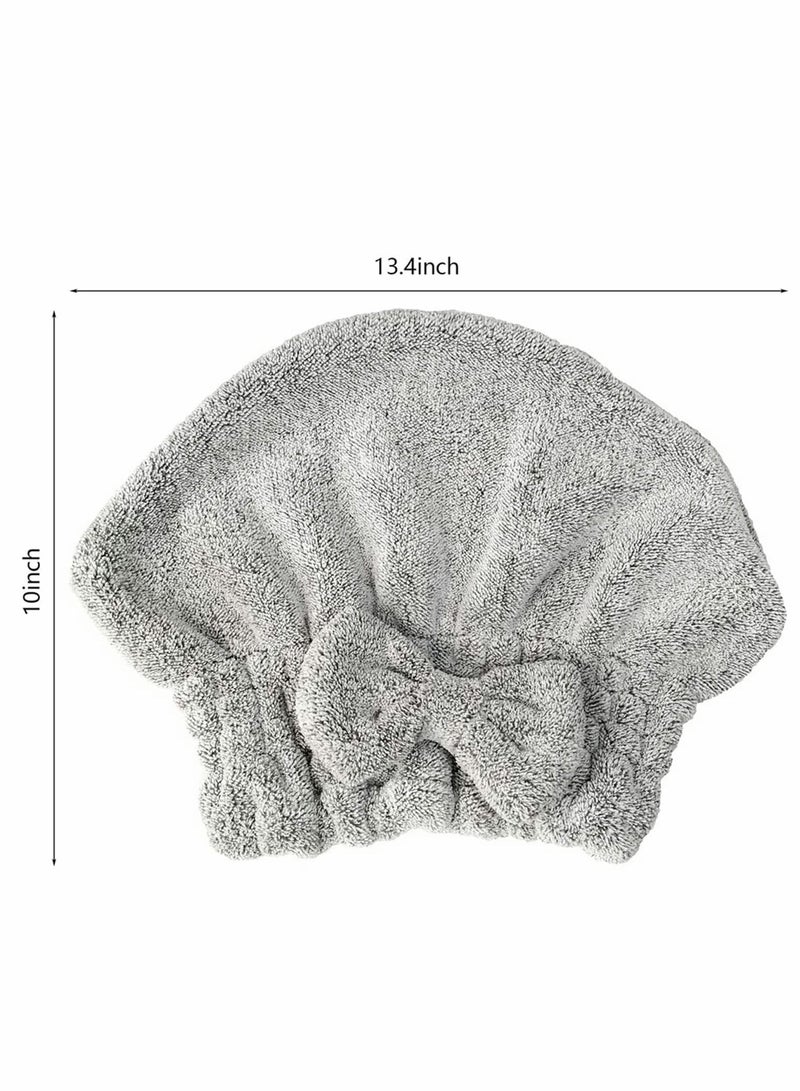 Microfiber Hair Towel Cap,Soft Absorbent Quick Drying Cap for Curly Thick Hair , with Hair Shampoo Brush Scalp Massager for Women Girls-Set of 3 Pcs - Image 4