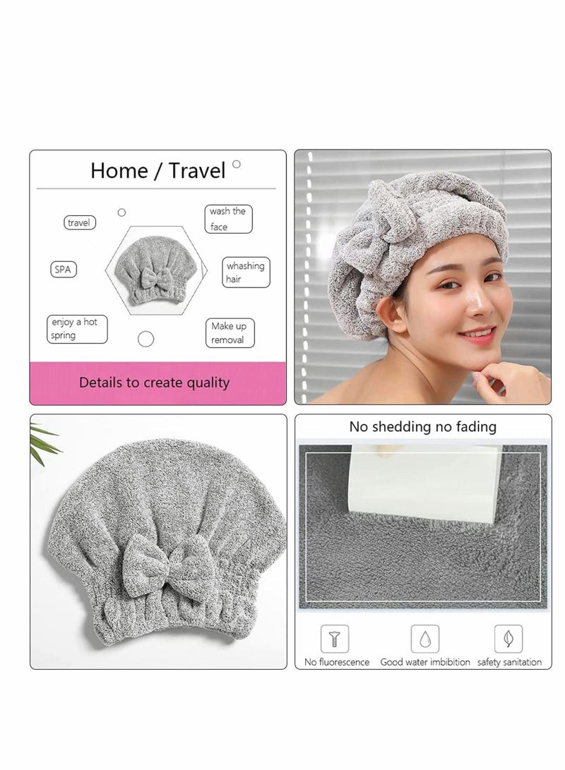 Microfiber Hair Towel Cap,Soft Absorbent Quick Drying Cap for Curly Thick Hair , with Hair Shampoo Brush Scalp Massager for Women Girls-Set of 3 Pcs - Image 3