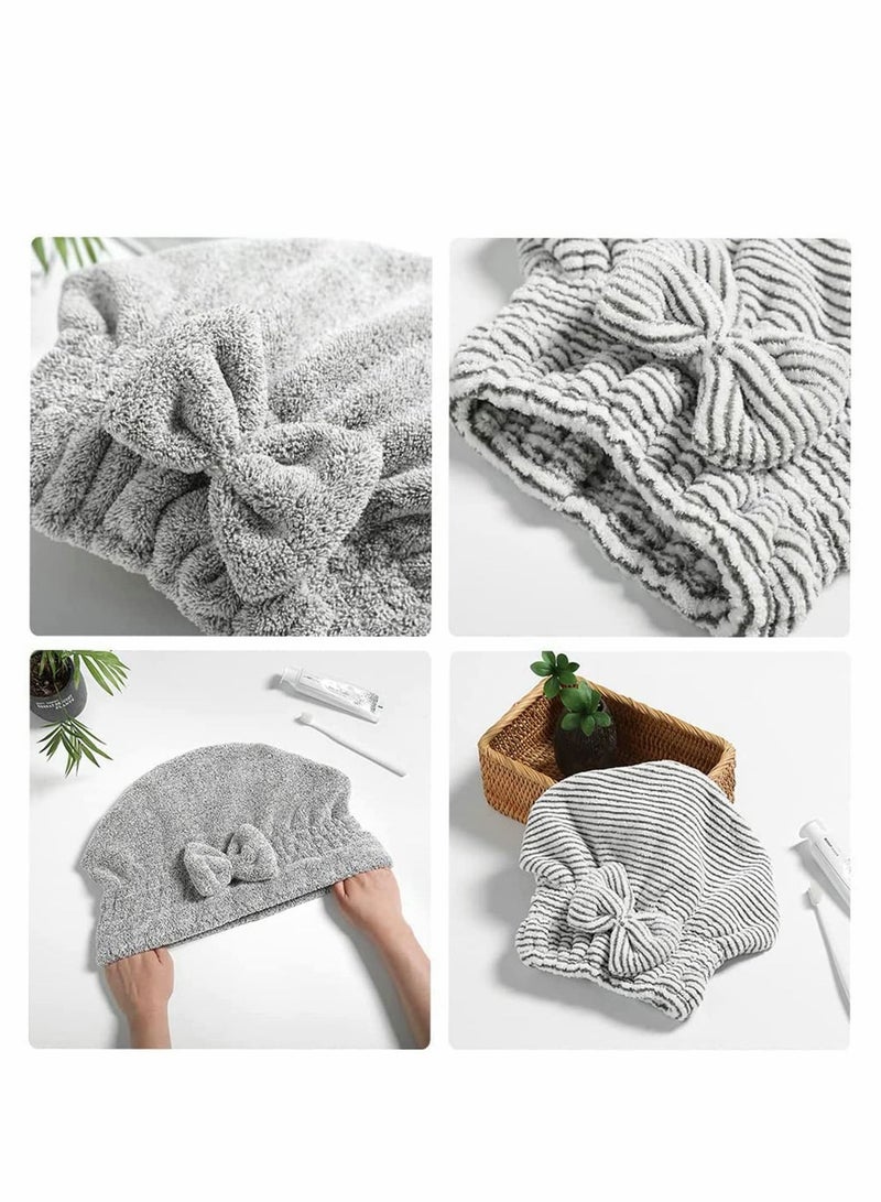 Microfiber Hair Towel Cap,Soft Absorbent Quick Drying Cap for Curly Thick Hair , with Hair Shampoo Brush Scalp Massager for Women Girls-Set of 3 Pcs - Image 2