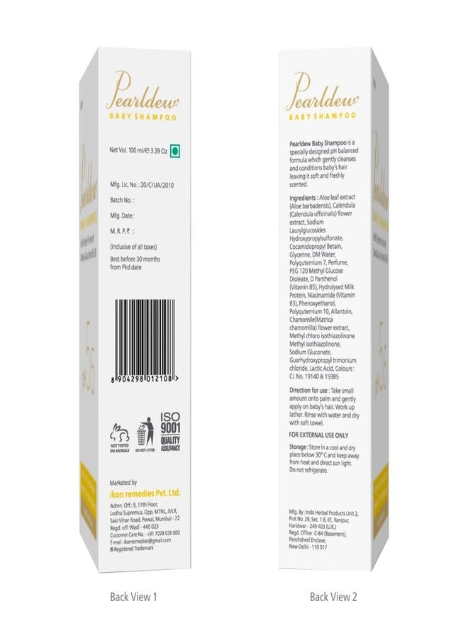 Pearldew Baby Shampoo 100 ml | With Calendula, Aloe Vera, and Vitamin B3 & B5 | pH 5.5 | Paraben Free | Sulphate Free | Formaldehyde Free | Pure & Gentle Tears Free Formula (Pack of 3) - Image 2