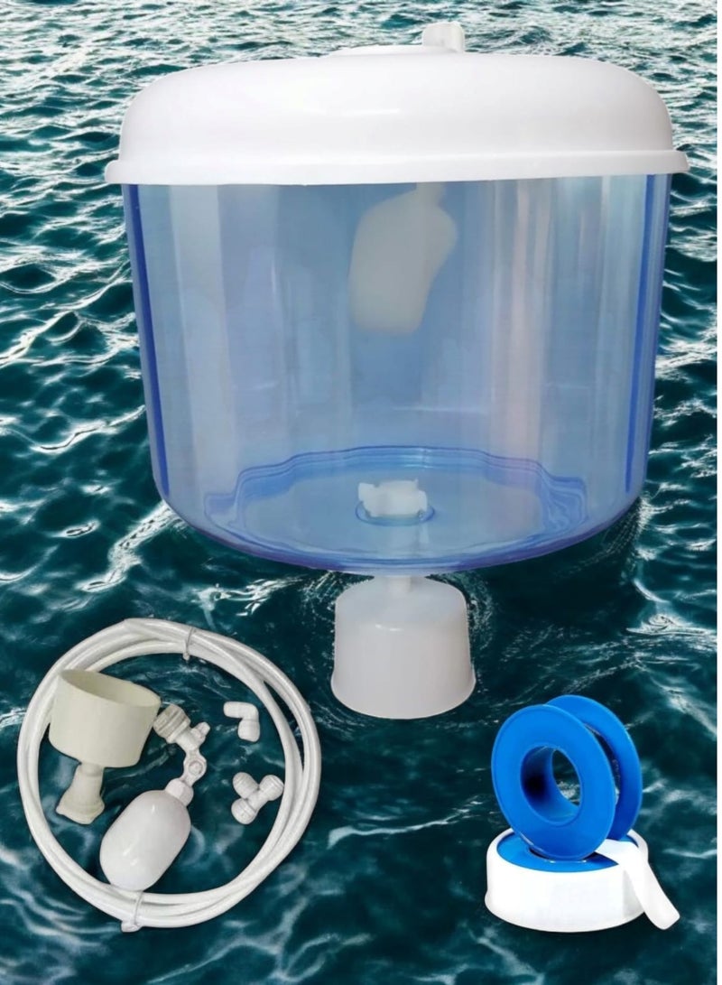 Automatic water bottle for direct connection to the water filter, 10 liters capacity, for all types of water coolers, equipped with a 5-meter hose reel and a T-joint 