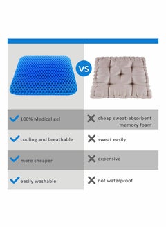 SYOSI Gel Seat Cushion, Gel Seat Cushion for Long Sitting with Non-Slip Cover (Blue)  - Image 3