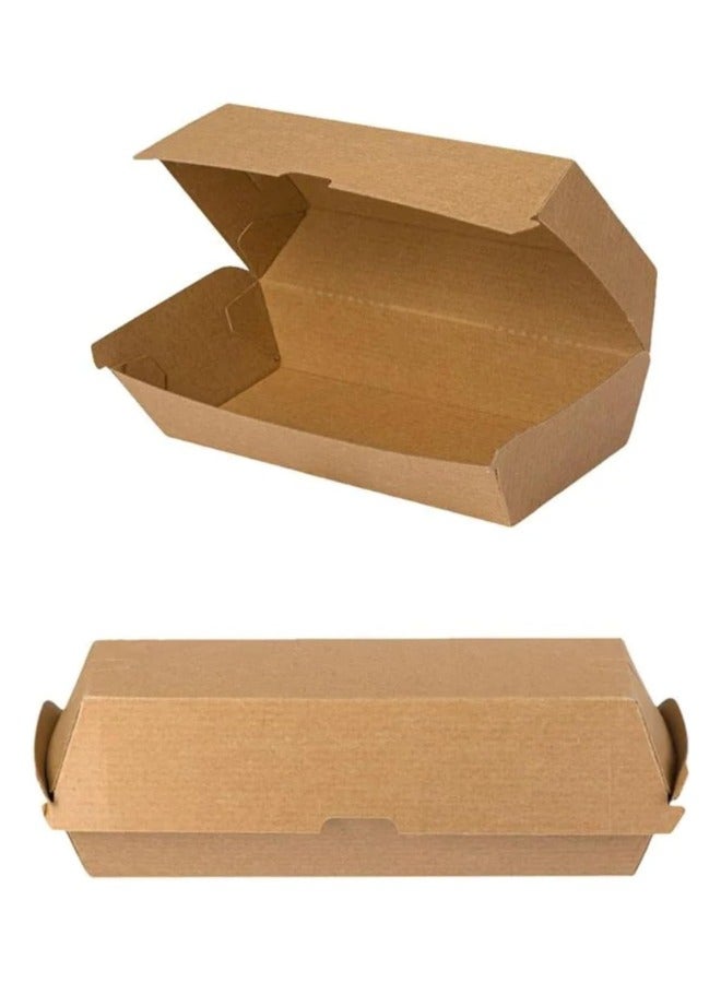 Halapack Kraft Snack Box - Spacious and Sturdy Clamshell Takeaway Food Container, Plastic-Free, Disposable, Fully Compostable, Pack of 6 Dimensions W9 x L18 x H8 cm - Image 2