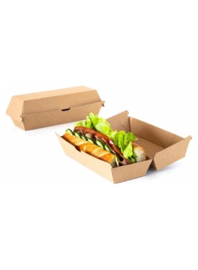 Halapack Kraft Snack Box - Spacious and Sturdy Clamshell Takeaway Food Container, Plastic-Free, Disposable, Fully Compostable, Pack of 6 Dimensions W9 x L18 x H8 cm - Image 3