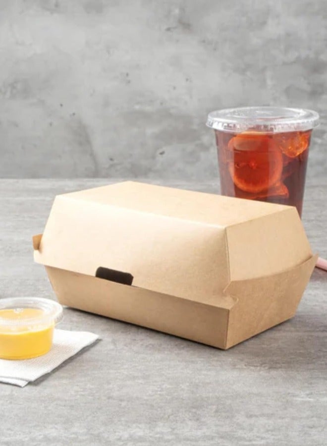 Halapack Kraft Snack Box - Spacious and Sturdy Clamshell Takeaway Food Container, Plastic-Free, Disposable, Fully Compostable, Pack of 6 Dimensions W9 x L18 x H8 cm - Image 5