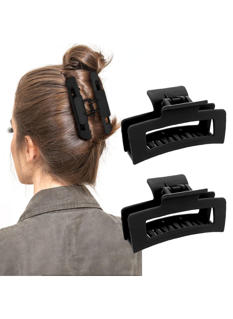 WLLHYF - WLLHYF 2 Pieces Square Claw Clips 35 Inch Matte Nonslip Hair Clamps Medium Hair Claw Clips Fashion Strong Hold Banana Clips Thick Thin Hair Styling Accessories for Women Girls - Image 1
