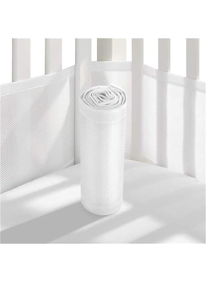 MIXDE Crib Rail Cover, Soft Reinforced Anti Collision Baby Crib Rail Guard,Breathable Mesh Cot Liner,Corner Cover Edge Protector Suit for Most Standard Bed (White)  - Image 1