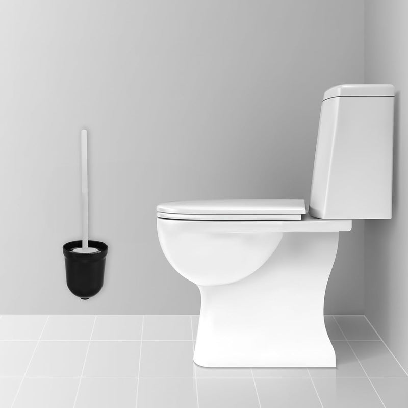 SHERCHPRY 2pcs Toilet Brush Holders Plastic Base Bathroom Toilet Bowl Brush Storage Cup for Household and Hotel Cleaning Black Round Bottom Stand - Image 5