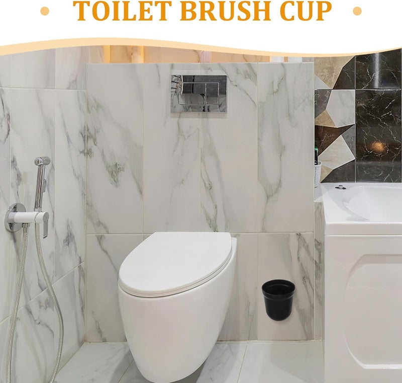 SHERCHPRY 2pcs Toilet Brush Holders Plastic Base Bathroom Toilet Bowl Brush Storage Cup for Household and Hotel Cleaning Black Round Bottom Stand - Image 3