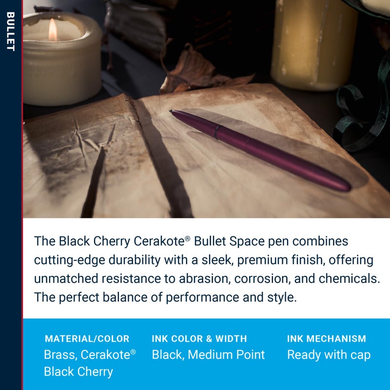 Fisher Space Pen Black Cherry Cerakote Finish Bullet Pen, Pressurized Ballpoint Pen, Compact Size, Writes Upside Down, Extreme Temperatures, Black Ink, Medium Point, Made in the USA - Image 3
