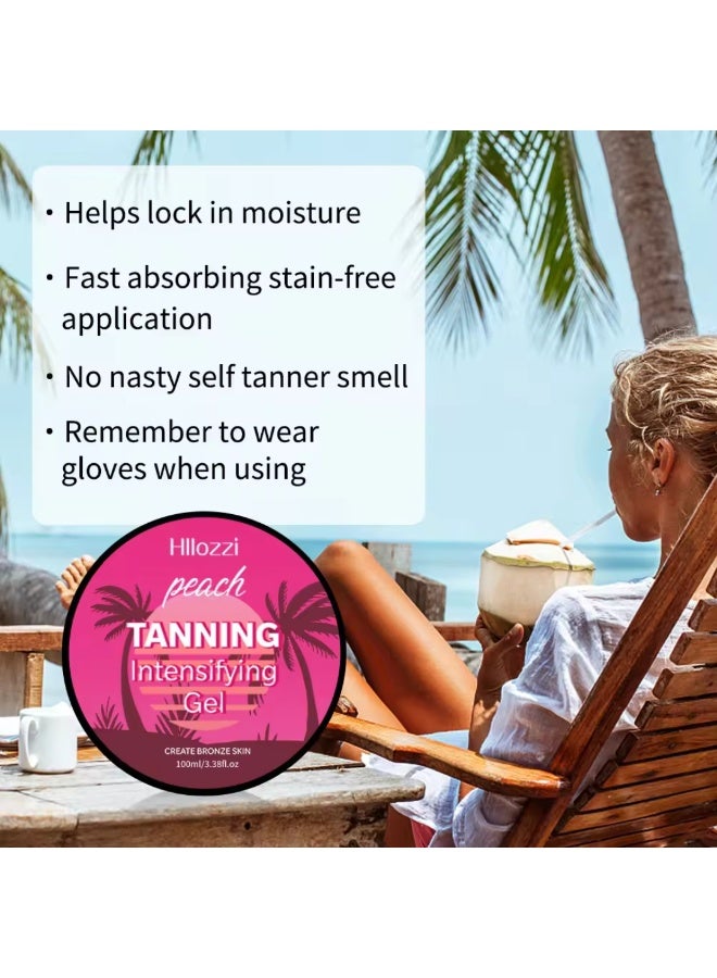Hllozzi 100ml Peach Tanning Intensifying Gel for Men and Women Create Bronze Skin Extreme Intensive Tanning Soft Gel Tanning Lotion Accelerator Tanning Cream Self Tanner Gel for Skin Tanning Sunless Tanner  - Image 3