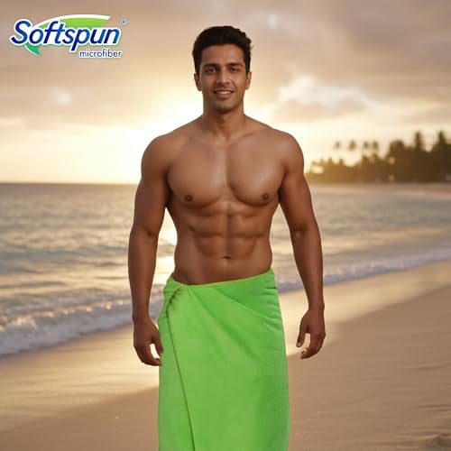 SOFTSPUN Microfiber Bath & Hair Care Towel Set of 1 Piece, 60x120 Cms (Green). Super Soft & Comfortable, Quick Drying, Ultra Absorbent in Large Size. - Image 3