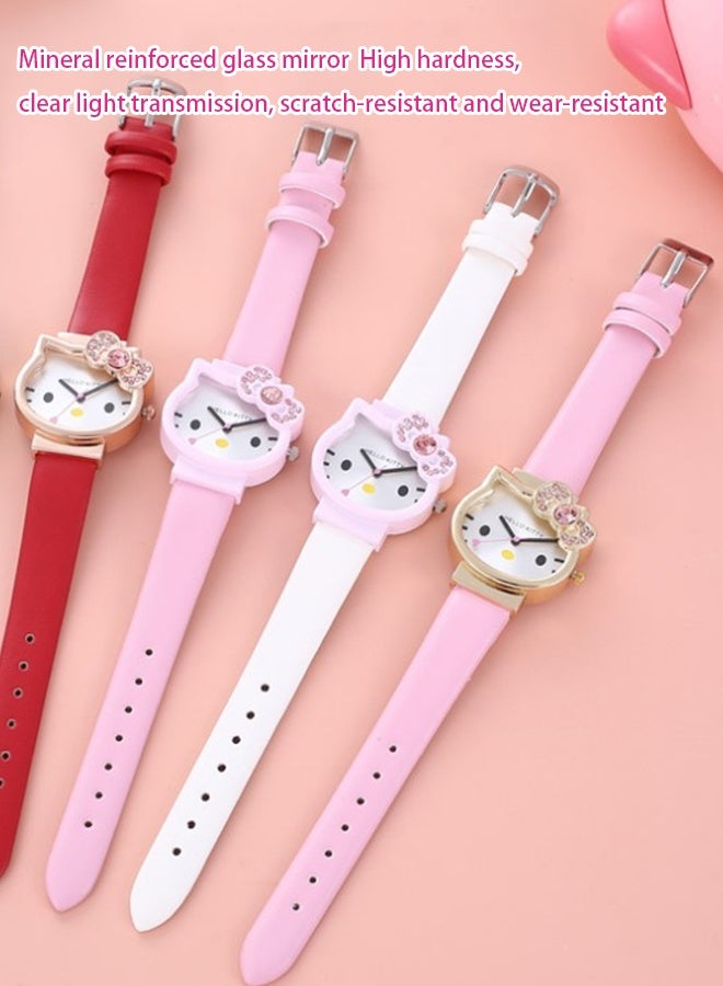 هالو كيتي مجموعة هدايا ساعة هالو كيتي للأطفال، ساعة وردية + سوار للبنات (هدية مثالية!) - Image 2
