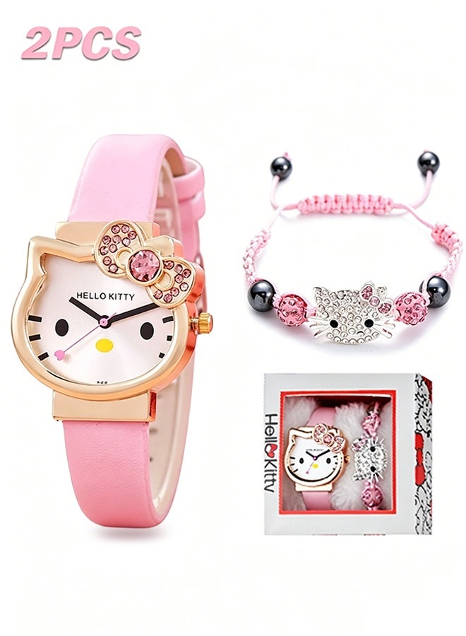 Hello Kitty Kids Watch Gift Set, Pink Watch + Bracelet for Girls (Perfect Gift!) - Image 1