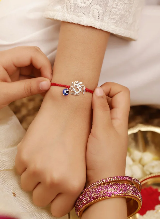 بونكيدز BONKIDS Boys 925 Silver Ohm & Evil Eye Rakhi