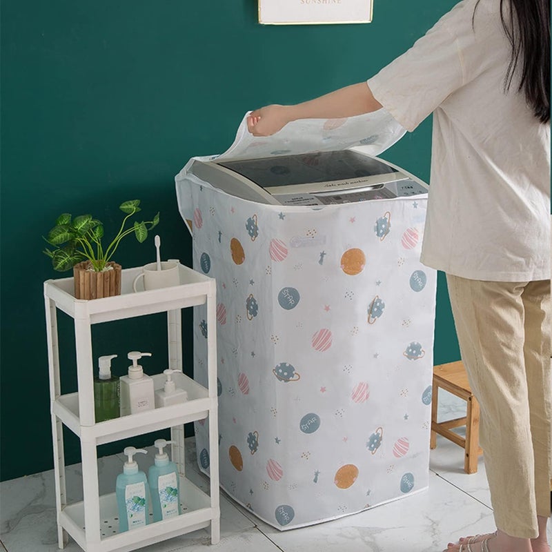 Potency Peva Waterproof Washing Machine Zipped Cover Dust Protection For Top Load Washer Dryer Washing Machine Cover Washer Dryer Dustproof Waterproof Case Cover Flip-Top(Top Load-57*56*84Cm) - Image 2
